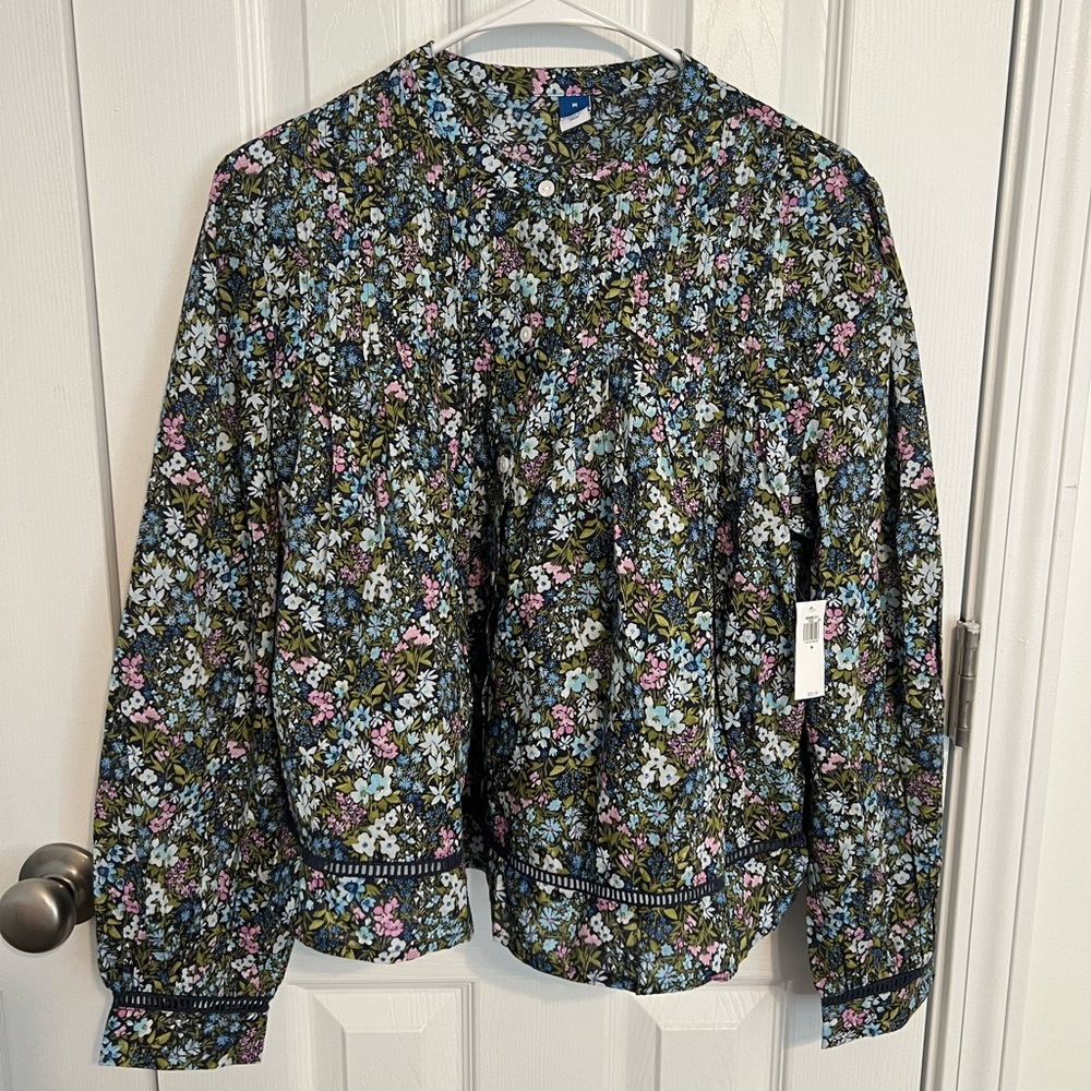 Swiss Dot Button-Down Pintuck Top